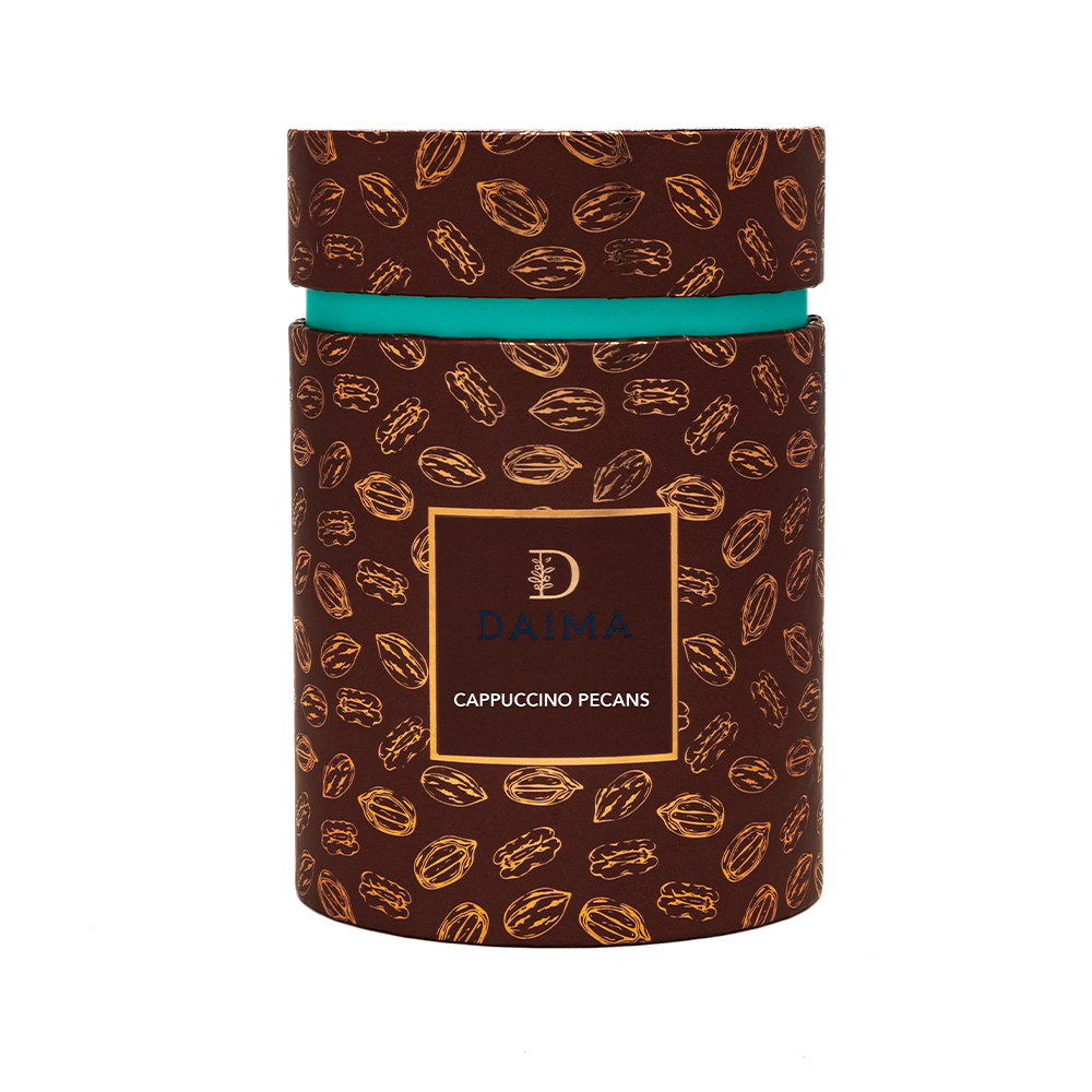Picture of Pre Packed Dragee Cylinder Box Pecan Cappuccino 270gm