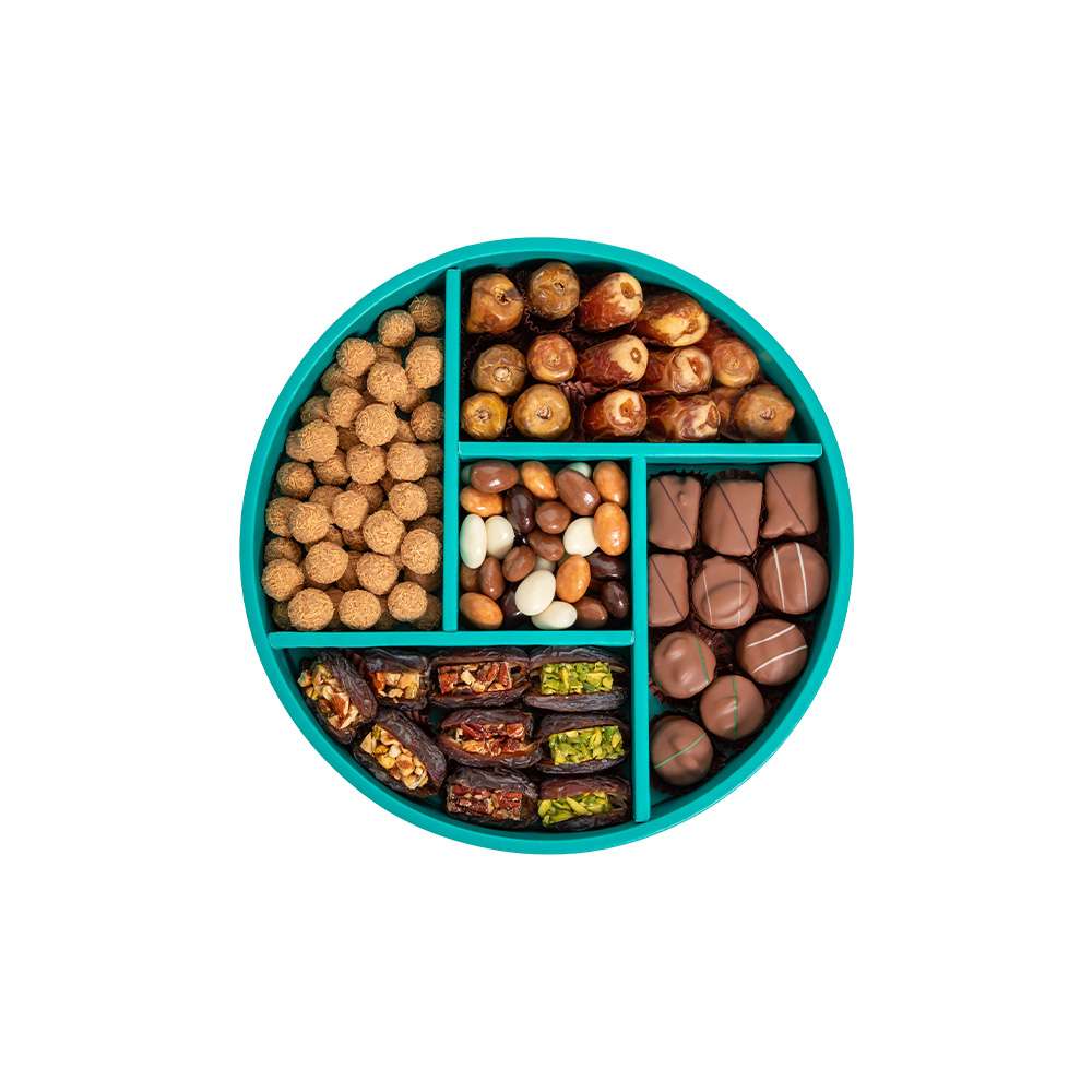 Picture of Stuffed Dates Chocolate Medium Round Tray 5 Set 1156gm