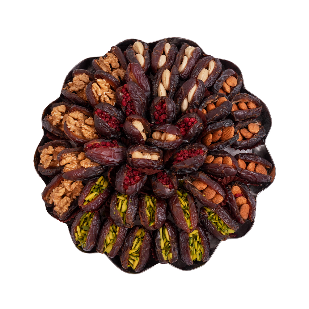 Picture of Daima Stuffed Dates Platter Silver Round Tray 1285gm